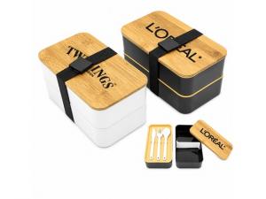 Lunch Boxes With Cutlery (Two Layer) - Wheat Straw