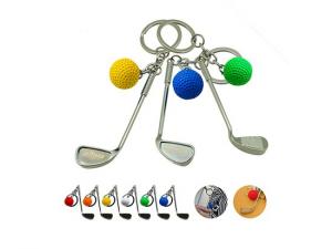 Promotional Golf Club Metal Keyrings With Ball