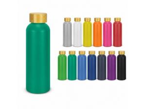 Recycled Aluminium Drink Bottles (600ml, Bamboo Lid, Satin Finish)