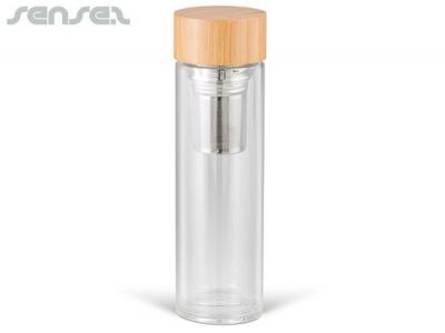 Detox Bamboo Double Walled Glass Tea Infuser Bottles (400ml)