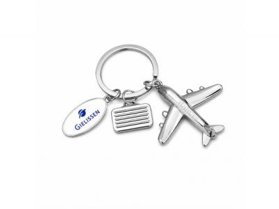 Plane Shaped Metal Keyrings With Additional Charms